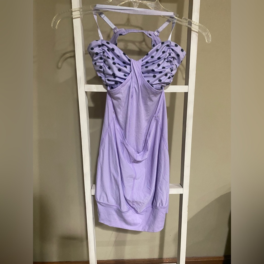 Lululemon Lilac High Noon Dot Hot But Not Tank with a built-in bra- 99 - Picture 2 of 6